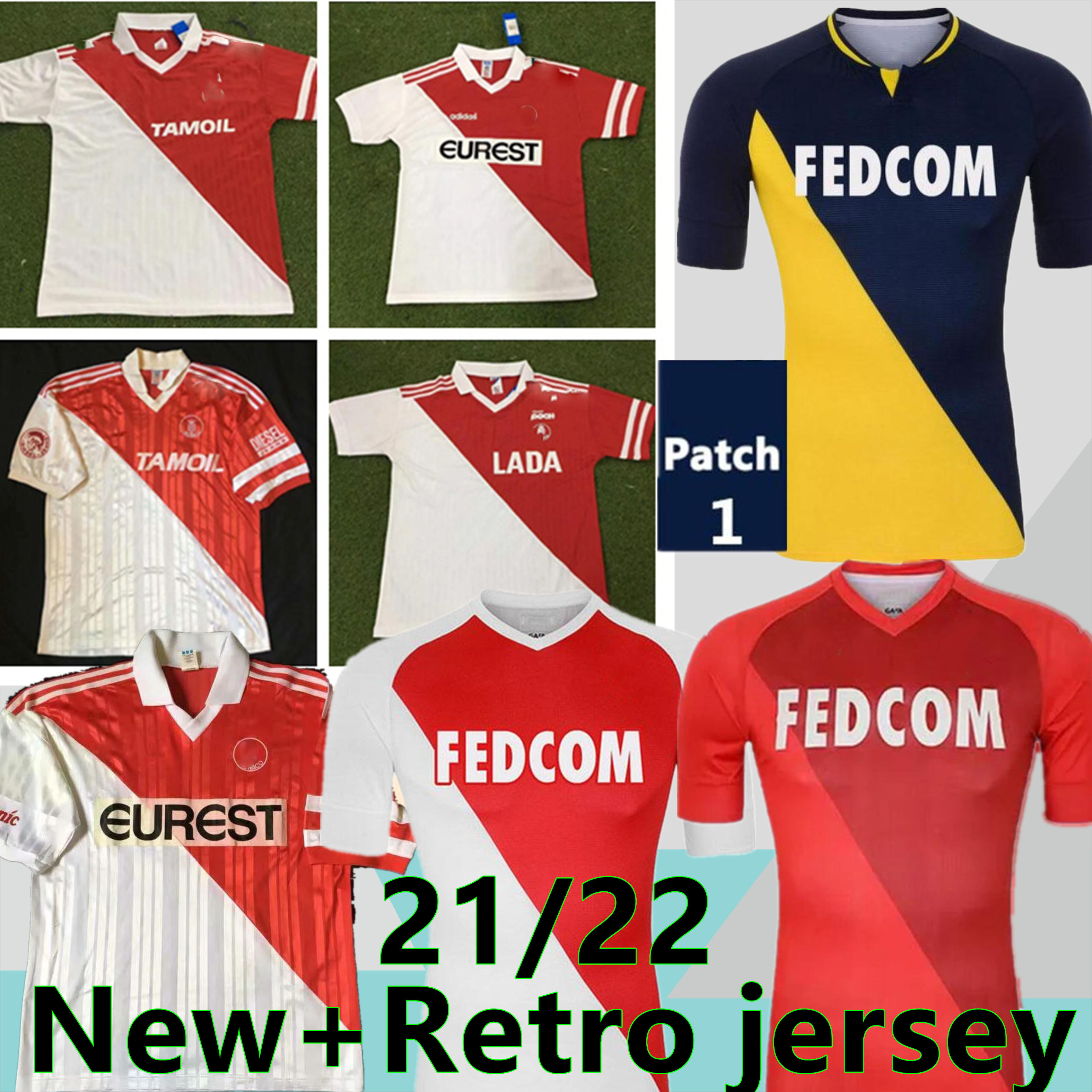 

Monaco Collector's 1977/1982 94 95 96 97 Tuybens Retro Soccer Jerseys 90 91 92 1999-2000 Home Dalger Vintage AS BEN YEDDER JOVETIC GOLO, Black;yellow
