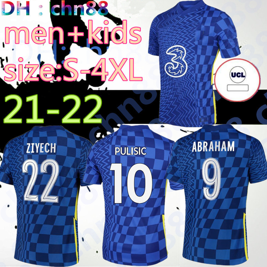 

large size XXXL XXXXL S-4XL CFC 21 22 soccer jersey PULISIC ZIYECH HAVERTZ KANTE WERNER ABRAHAM CHILWELL MOUNT JORGINHO 2021 2022 GIROUD football shirt men + kids kit, Image