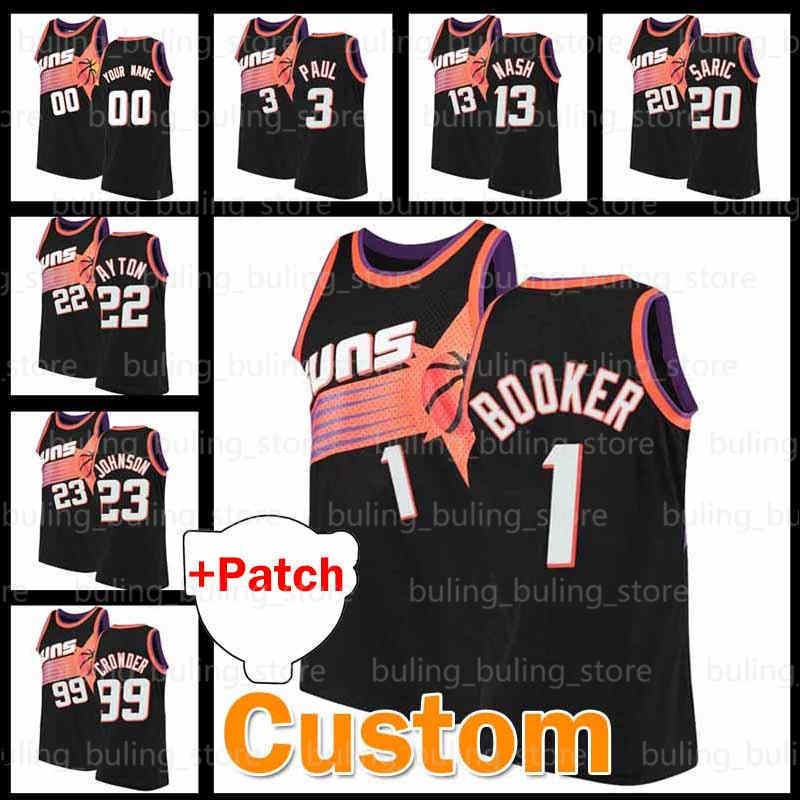 

Devin 1 Booker Jersey Chris 3 Paul Deandre 22 Ayton Mikal 25 Bridges 2021 Finals Custom Basketball Bound Suns Jae 99 Crowder Cameron 23 Johnson Cameron Payne Phoenix 02, Custom men jersey(tai yang)+patch