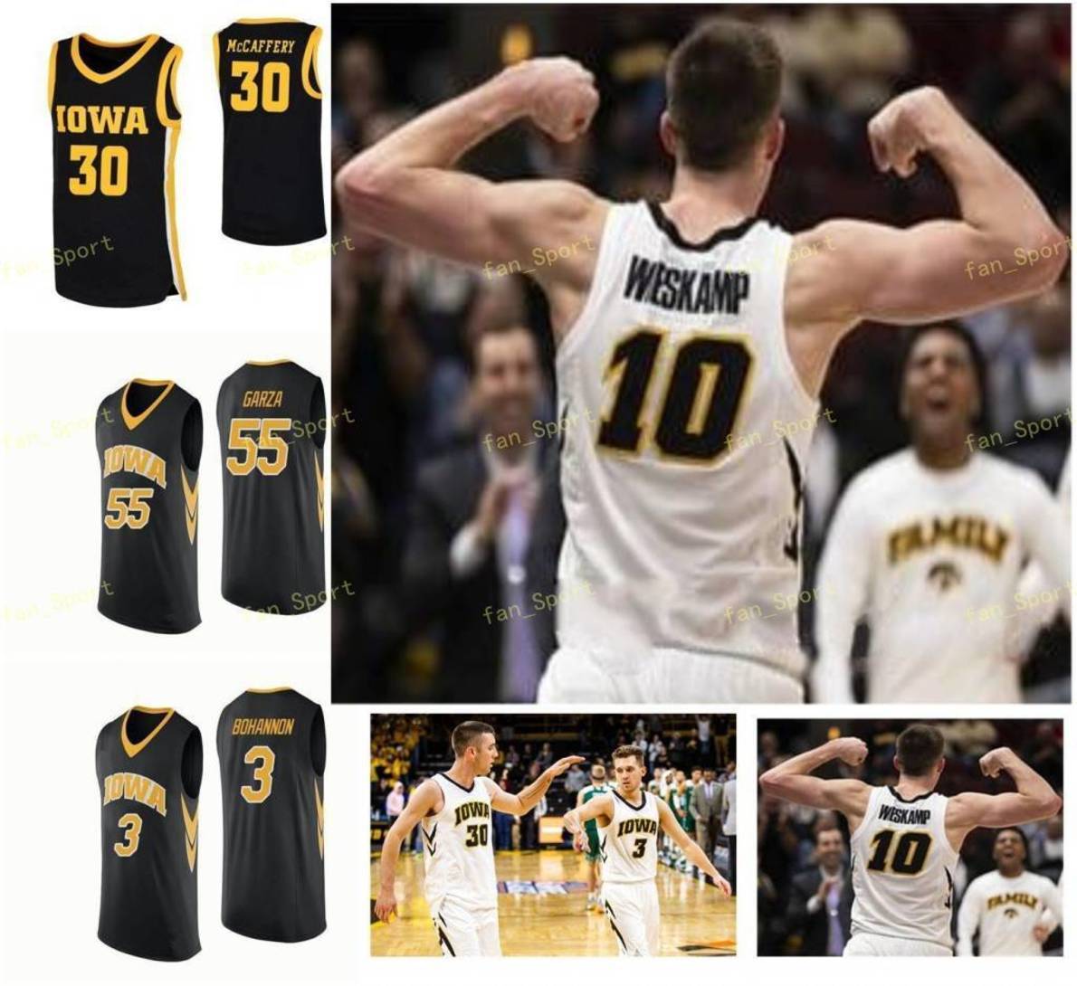 

NCAA College Iowa Hawkeyes Basketball Jersey 24 Nicolas Hobbs 3 Bohannon 30 Connor McCaffery 35 Cordell Pemsl Custom Stitched, As