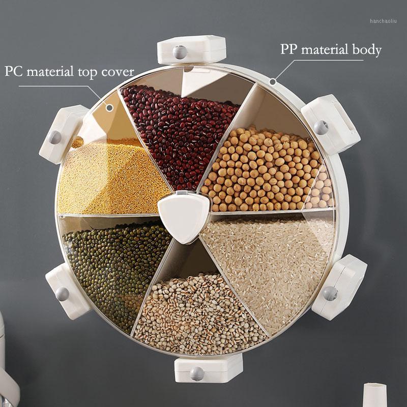 

Storage Bottles & Jars Wall-Mounted Seperated Grain Cereal Can Rice Box Classification Cylinder Organizers Household Food Contain