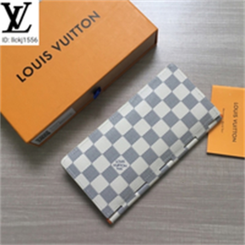 Wallets Brand Real Designer Compact Luxury Long 2h5r M63212 Clutches White Leather Grid Chain Canvas Wallet Purse Bag Evening Men Key Card H