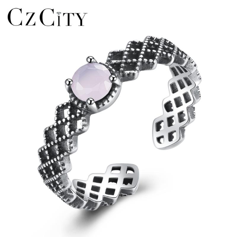 

Cluster Rings CZCITY Fashion 100% 925 Sterling Silver Open For Women Rhombic Design Twisted Ring Adjustable Factory Directly Sale Bijoux
