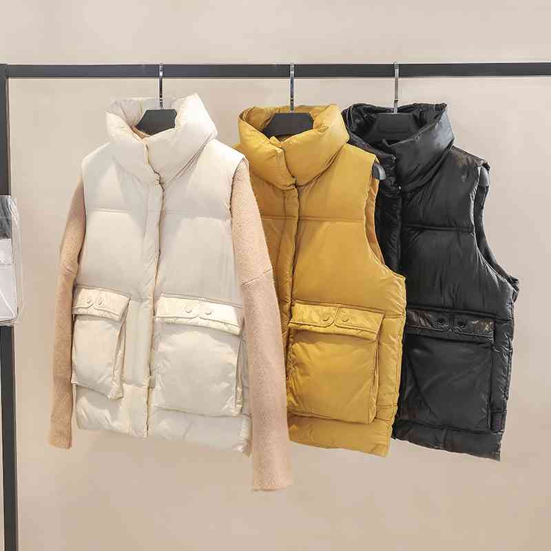 

Women Sleeveless Puffer Vest Autumn Winter Thickeing Warm Short Padded Coats Female Hooded Casual Waistcoat Ladies Parka 210602