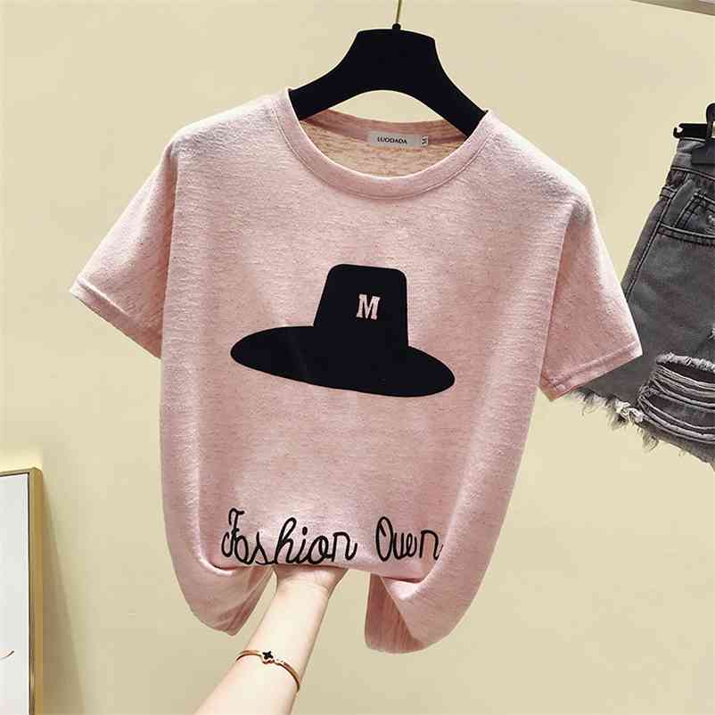 

Summer Korean style Women Short Sleeves O Neck T-Shirt Girls Students Casual Pullover Tee Tops A1596 210519, White