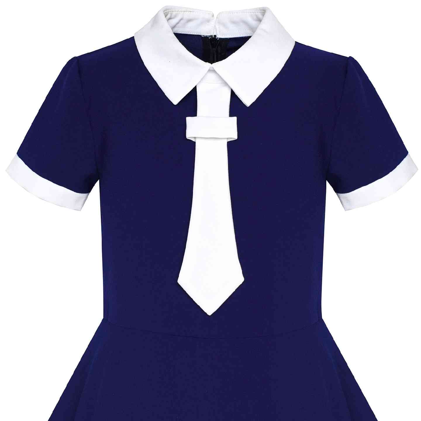 AINIFU Girls School Uniform Dresses White Navy Collar Princess Dress 