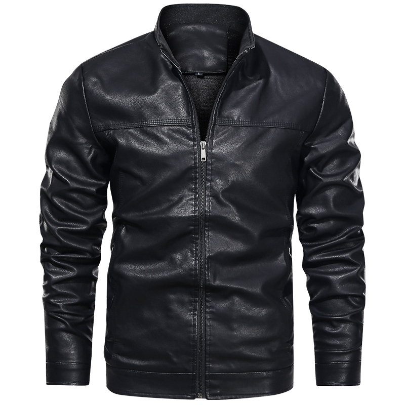 

Autumn/winter Mens Leather Vintage Jackets Casual Biker Pu Jacket Zip Pocket Thick Leather Coats Aviator Jacket Men, Black