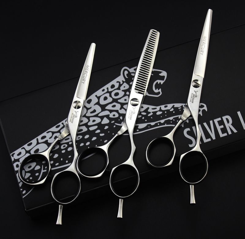 

JAGUAR professional barber hair scissors 5.5/6.0/6.5 9CR 62HRC Hardness cutting / thinning silver shears with case