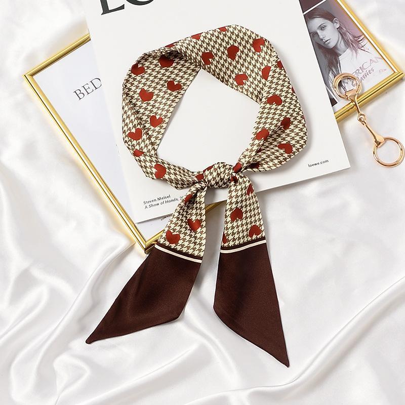 

Scarves 2021 Skinny Slik Scarf For Women Ribbon Fashion Striped Female Hairband Neck Tie Bag Bandana Head Hair Accessories, Blue;gray