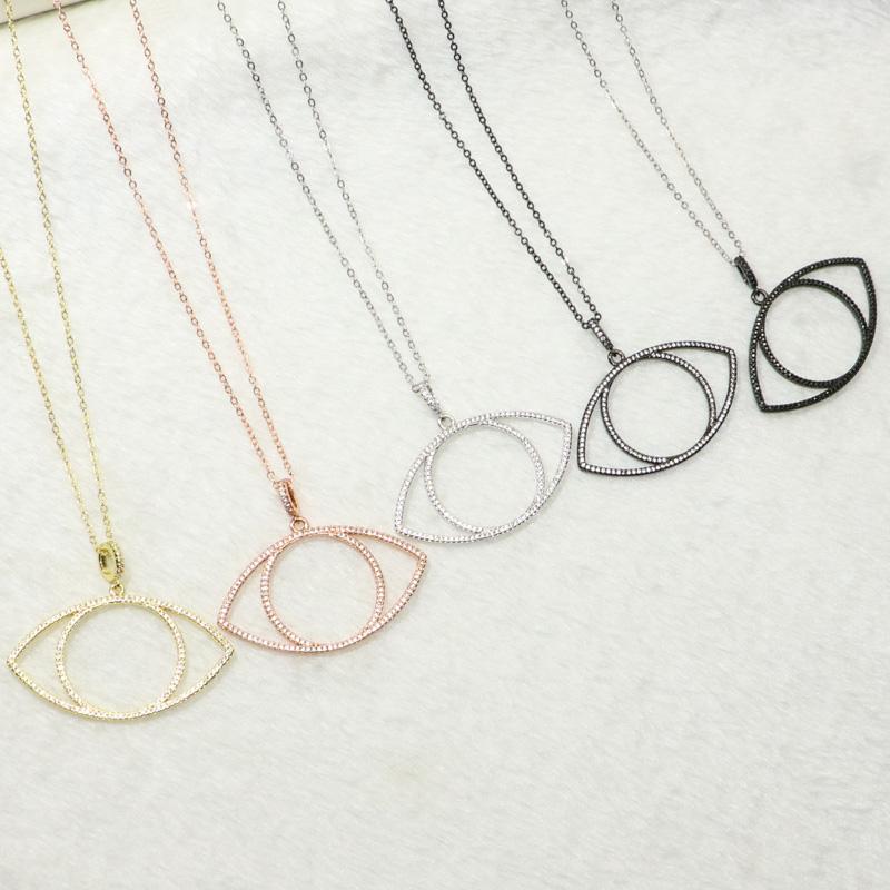 Pendant Necklaces 4 Pcs Eyes Zircon Necklace Mix Color Hollow Charms Gift For Lady 50222-image-708525708