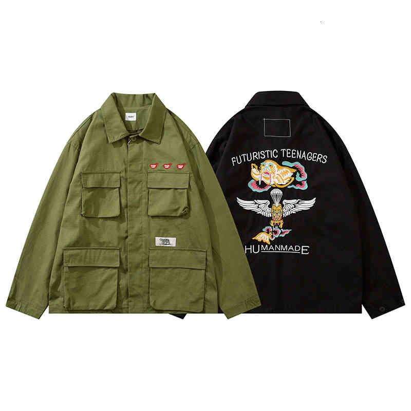 

Men's Jackets Human jacket loose embroidered love tiger head 8ID3, Green