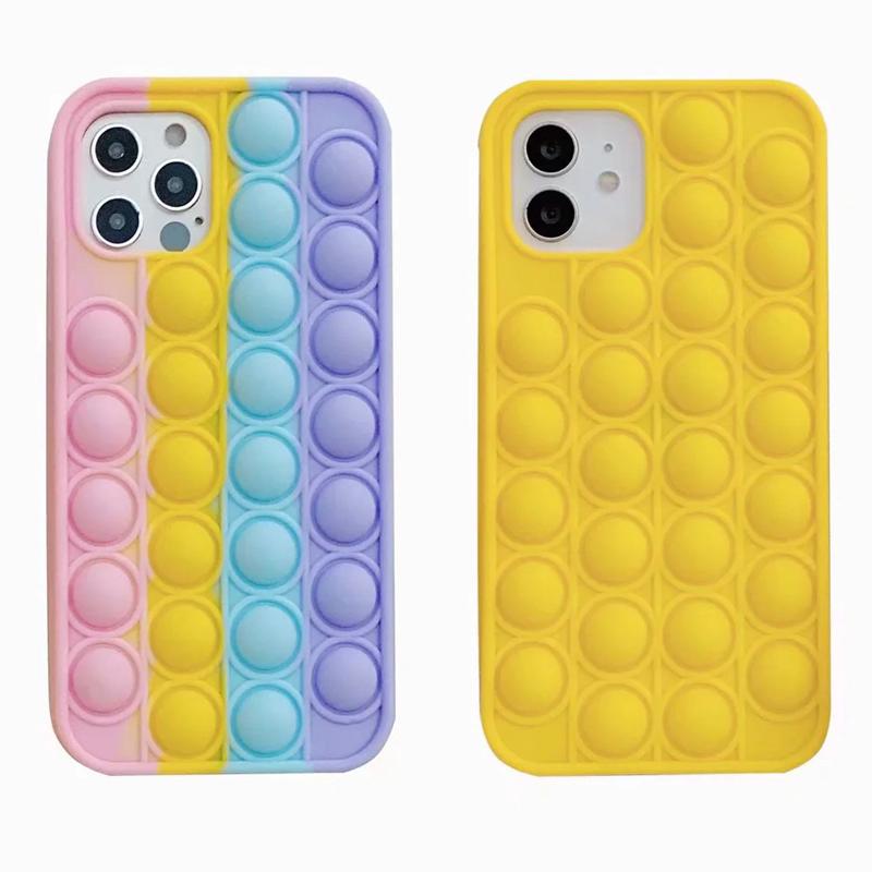 

2021 Push Bubble Fidget Toy Case Decompression Silicone Phone Cases For iPhone 12 11 Pro Xs Max Xr 7 8 Plus Reliver Stress