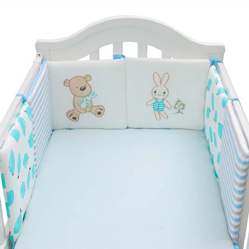 

Bedding Sets 6Pcs/Set Cartoon Bear & Crib Bumper Bed Protector Baby Kids Cotton Cot Nursery Anti-collision