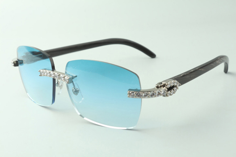

Classic XL diamond sunglasses 3524025 with black textured buffalo horn arms glasses, Direct sales, size: 18-140 mm