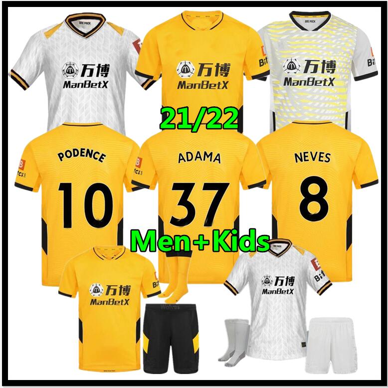 

21 22 Wolves Soccer Jerseys SEMEDO RAUL NETO NEVES 2021 2022 Boly J.OTTO PODENCE FAIO SILVA Football SAISS Shirts J.MOUTINHO ADAMA Men + Kids Kits tops Uniforms camiseta, Brown