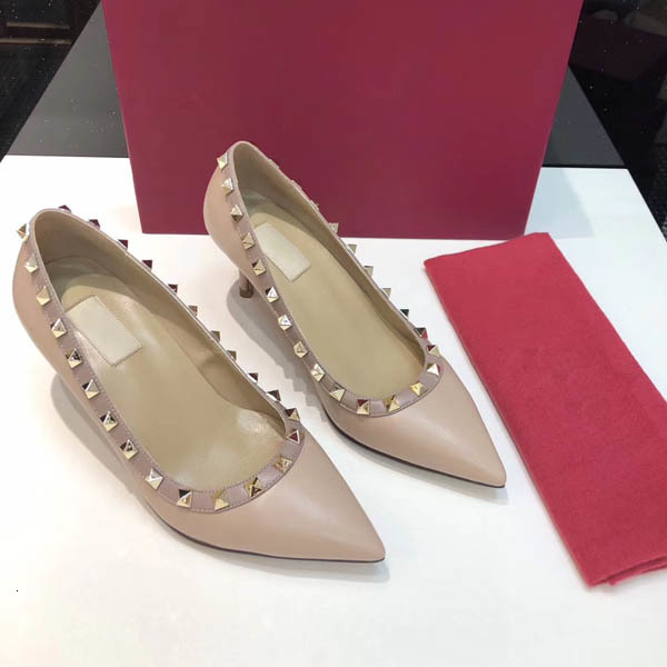 

Sandals -Designer Pointed Toe 2-Strap with Studs high heels Patent Leather rivets Women Shoes valentine heel Shoes6.5cm ZPCL, Red