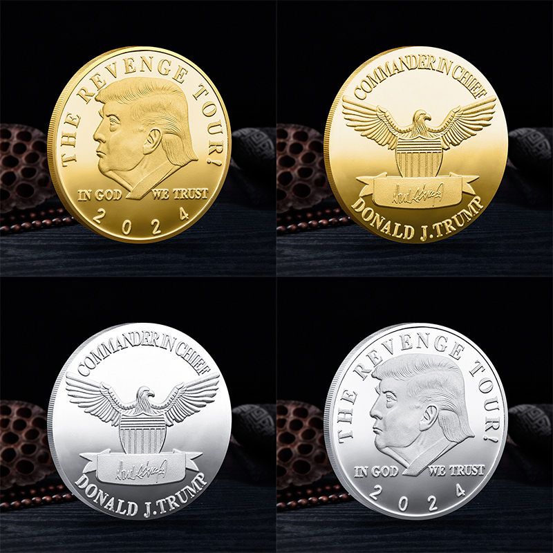 

Trump 2024 Commemorative Coins Gold-plated Silver-plated Virtual Coin Crafts Collect Metal Badge 2 Styles