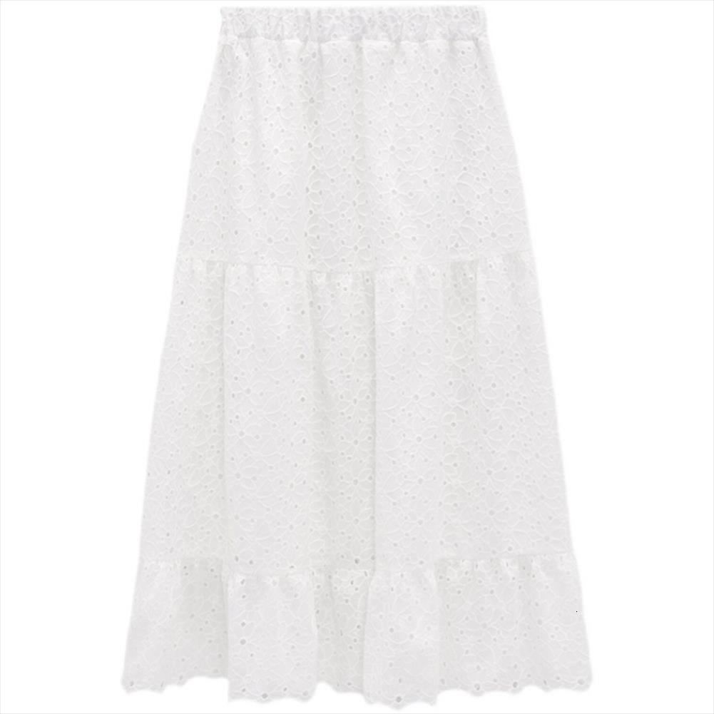 

fashion large hem solid color women skirt hollow bohemian lace, Black