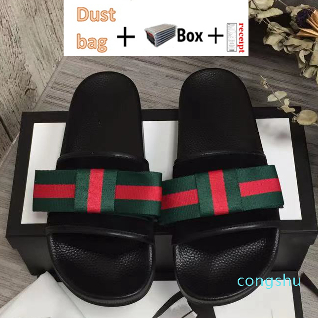 Top pantoufles Floral Animal Impression Hommes Femmes Diaposibles avec boîte à poussière de poussière Carte Chaussures Slide Cuir Sandal en caout
