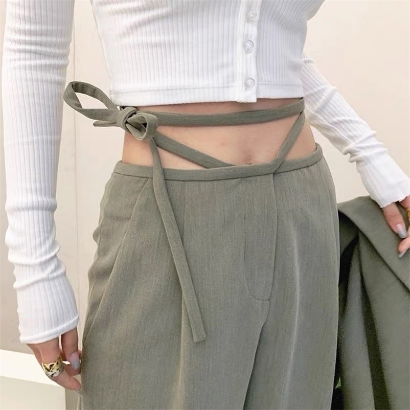 

Spring Summer Women long trousers Fashion mid waist Sexy with hollow high quality chiffon pants 210524, Black