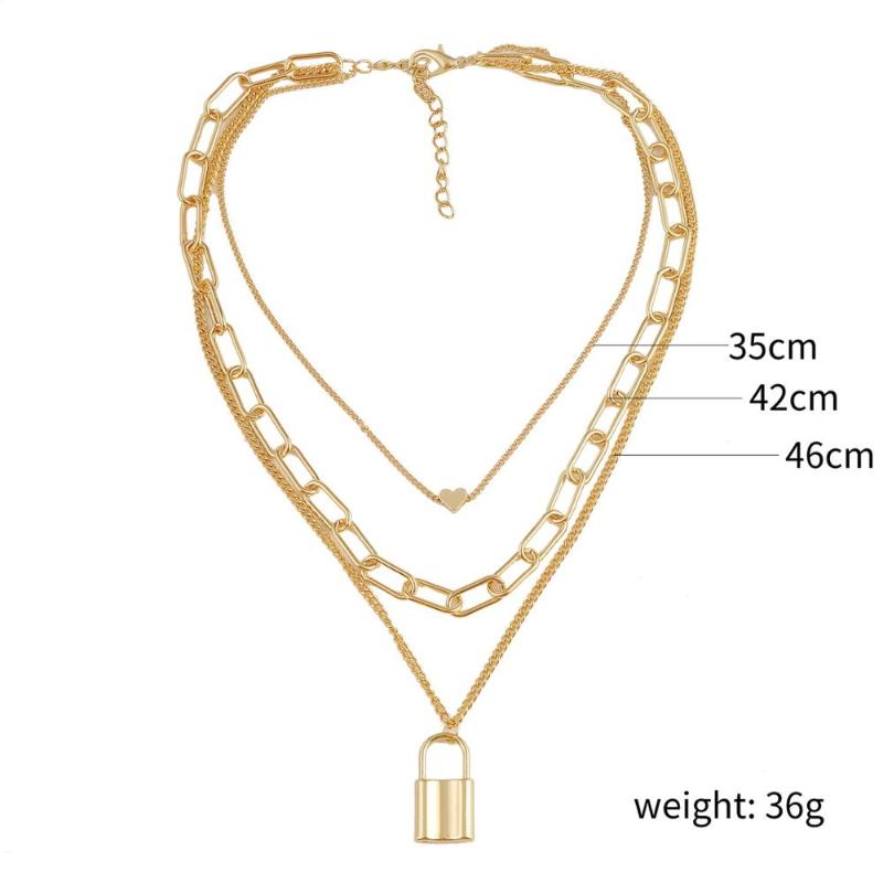 

Pendant Necklaces Fashion Necklace Lock Trend Ins Female Simplicity, Silver