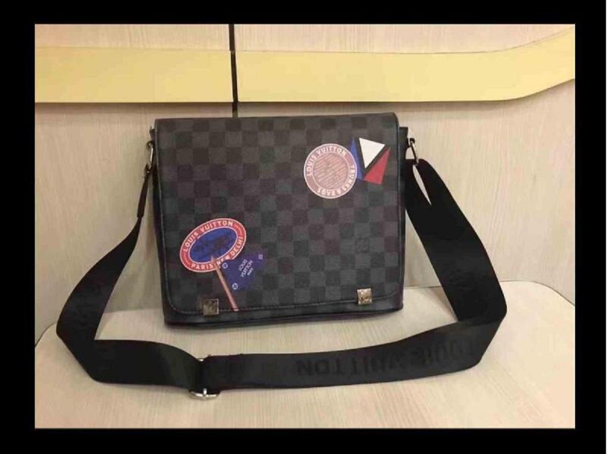 

District PM LV LOUIS bag VITTON briefcase business package classic shoulder bag leather messenger totes handbag laptop bags, Red;black