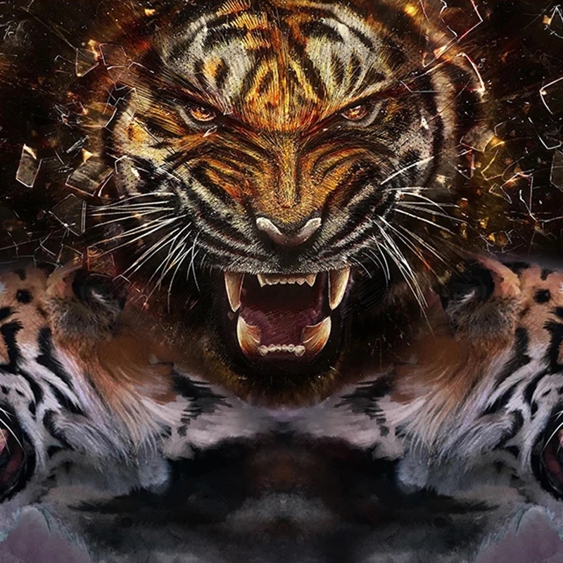 

Custom 3D Photo Wallpaper Tiger Poster Wall Painting Retro Bar Restaurant Living Room Bedroom Mural Papel De Parede, Brown