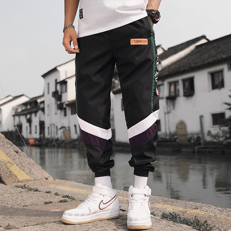 

Men's Pants Harajuku Pant Joggers Loose Casual Summer Thin Sweatpant Trousers Adult Men Track Personalized Stitching Beam, Black