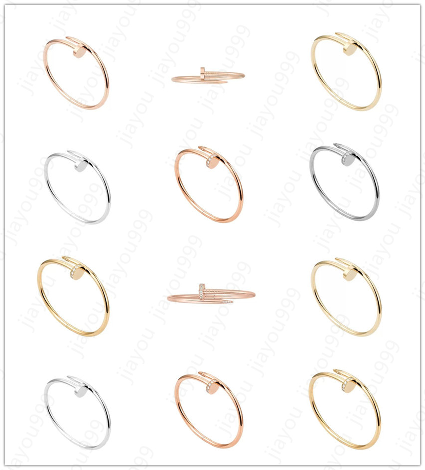 

Nail Bracelet Designer Bracelets Luxury Jewelry Women Bangle Classic Titanium Steel Alloy Gold-Plated Craft Gold/Silver/Rose Never Fade Not Allergic, Black
