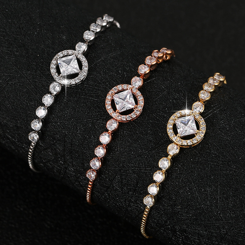 

Zircon Charm Bracelets New Arrival Gold Plated Copper Chain Bracelets Jewelry for Women Gift