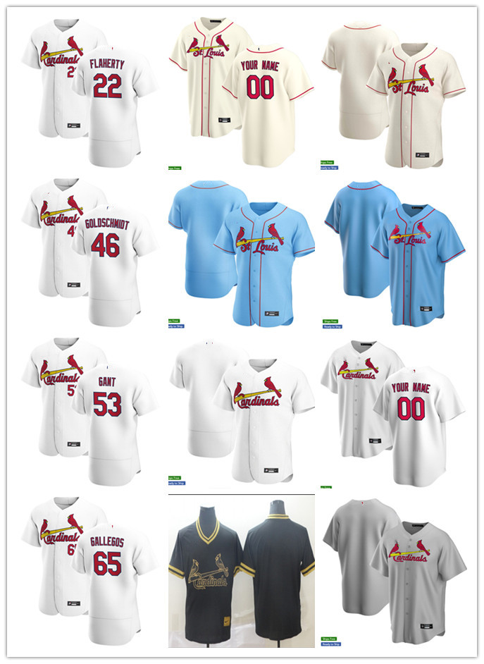 

Men Women Youth St. Louis Cardinals 22 Jack Flaherty 65 Giovanny Gallegos 53 John Gant 46 Paul Goldschmidt Custom Baseball Jerse, Blue;black