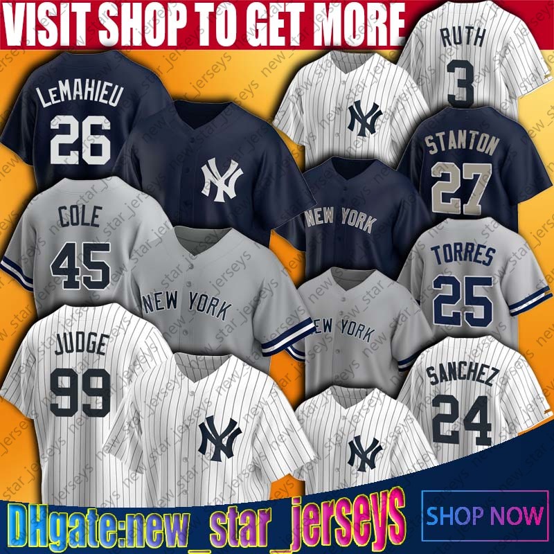 

Yankees 99 Aaron Judge Jersey New 26 Dj Lemahieu York 45 Gerrit Cole Jerseys Derek Jeter Gary Sanchez Jersey Gio Urshela Gleyber Torres, Blue;black