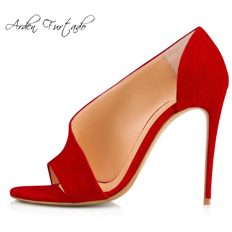 

Fashion Women's Shoes Summer Spring 2021 Sandals Sexy Stilettos Heels Elegant Red Suede Wedding Big Size High 12cm, Black