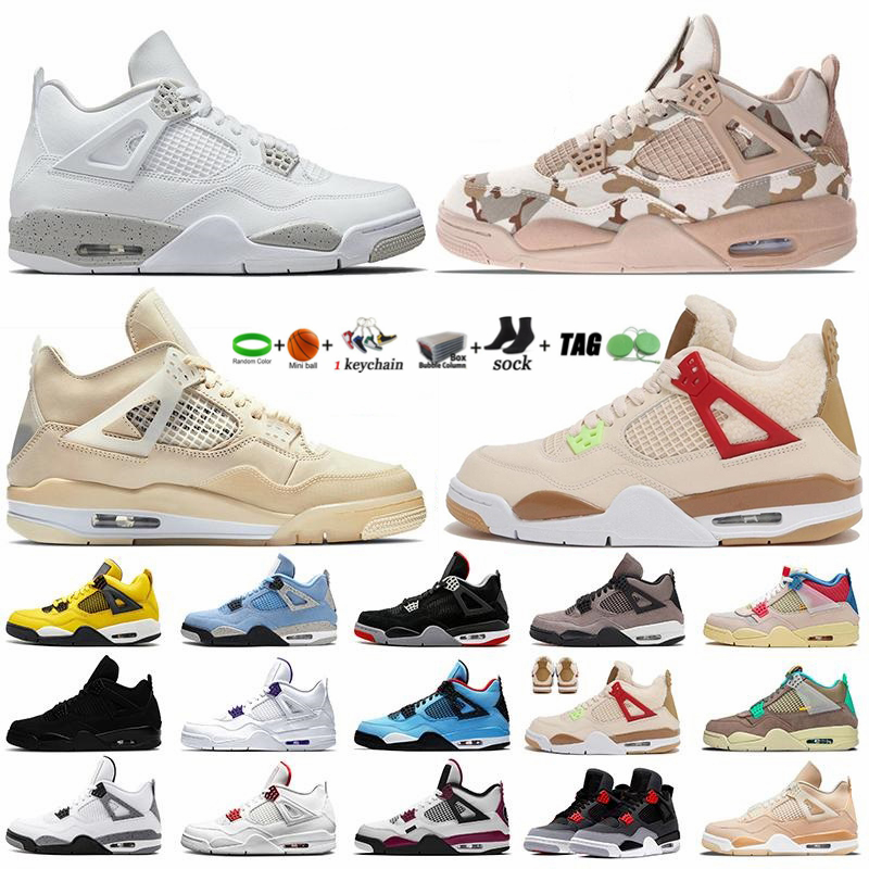 

Basketball Shoes Women Men Jumpman 4 4s White Oreo Sail Fire Red Veterans Day University Blue Bred Wild Things Trainers Black Cat Sports Sneakers, 47