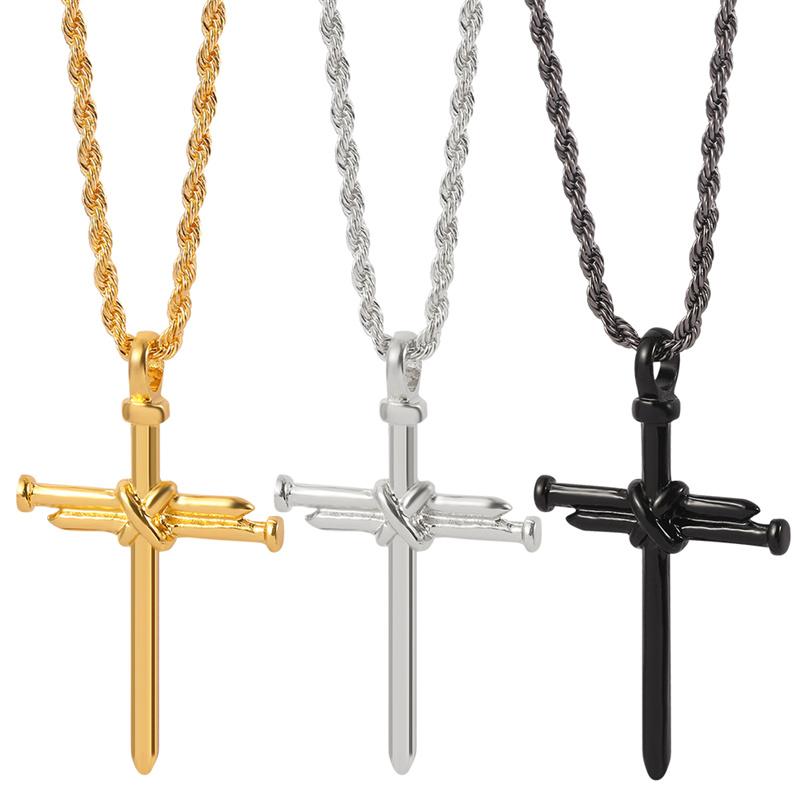 

Pendant Necklaces Fashion Accessories Nails Rope Cross Necklace Long Sweater Chain Punk Hip Hop Rock Jewelry Gift For Women Men