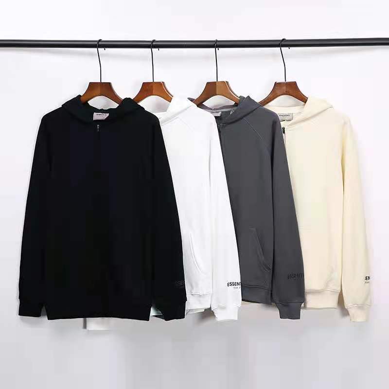 

2021 sweatshirts Chao brand fog double thread cuff logo reflective three-dimensional silicone zipper Hooded Jacketmen and women, White