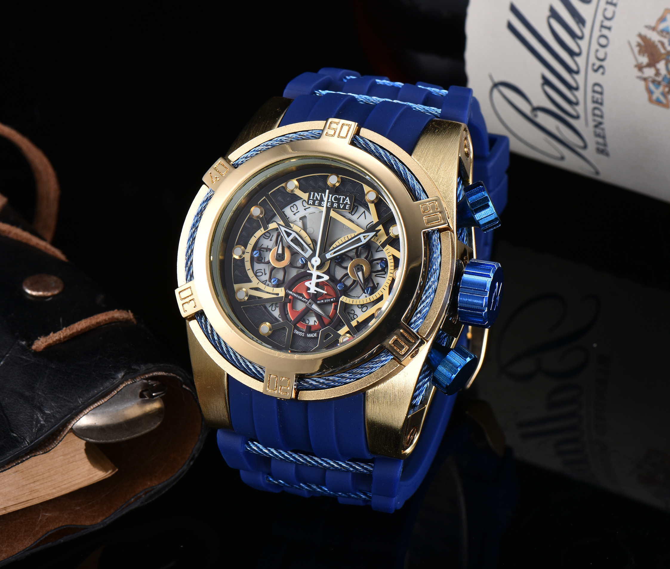 

Luxury Skeleton Invicta Watches For Men Blue Rubber Strap Fashion Mens Wrist Watch Relogio Masculino Waterproof Reloj Hombre, Slivery;brown