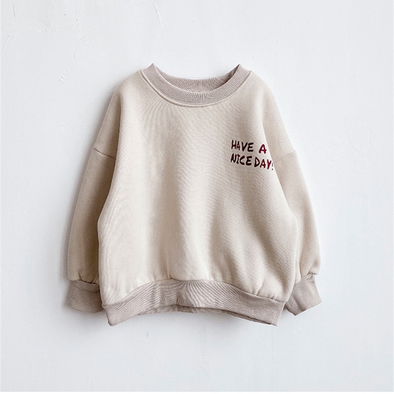 

Children's western style Korean fleece clothes winter girls baby thickened plus velvet letters cotton swea 211029, Yellow