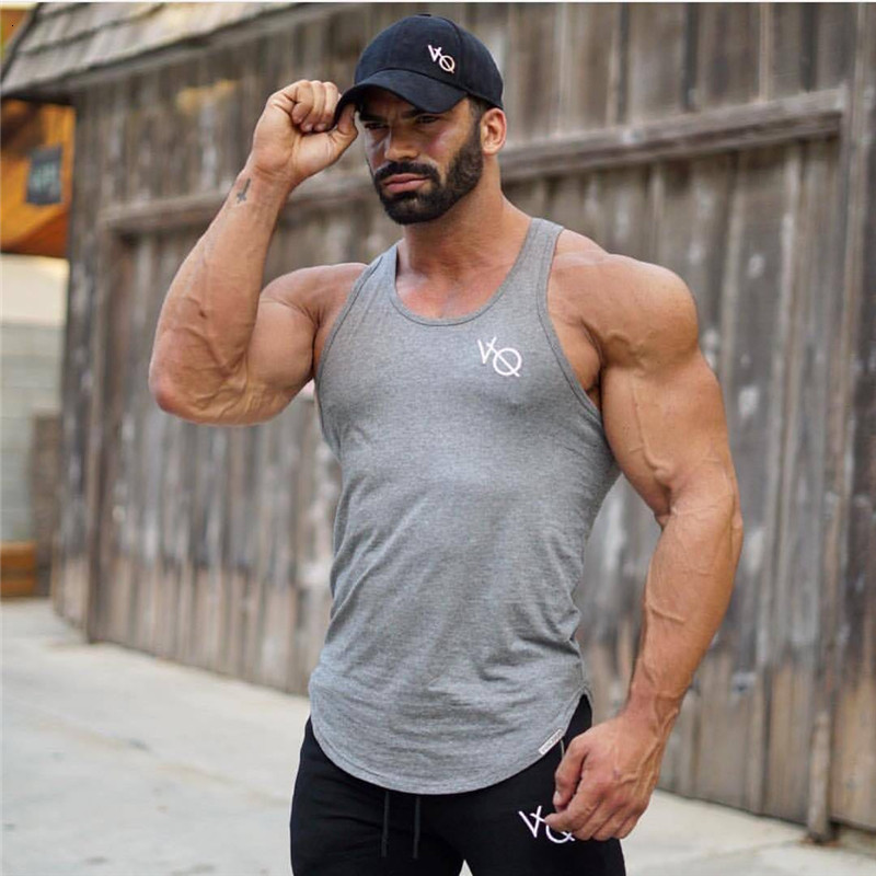 

Men's Tank Tops Gymohyeah Mens Sleeveless Summer Grey Black Cotton Male Gyms Clothing Bodybuilding Undershirt Golds Fitness 6UNA, White