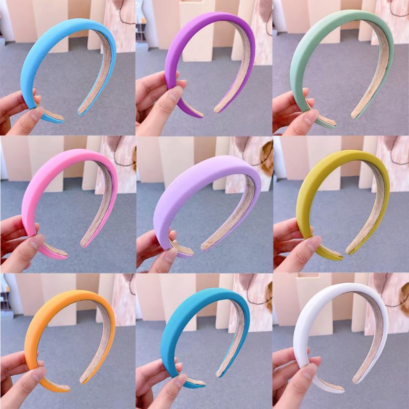 

Hair Accessories Fashion Plain Velvet Padded Headbands Ladies Candy Color Thick Wide Sponge Hairbands For Women Girls Hoop
