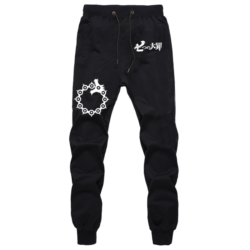 

the Seven Deadly Sins Pants Casual Sweatpants Summer Sweat Pockets Fashion Jogger Jogging Gym Long, Black