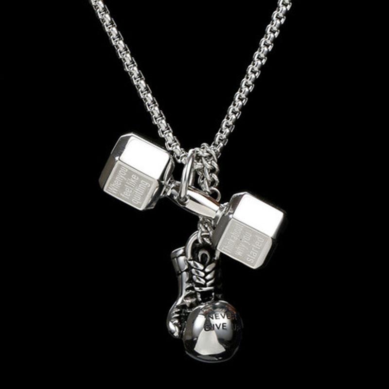 

Pendant Necklaces Necklace Mens Dumbbell Barbell Boxing Gloves Stainless Steel Sports Companion Male Accessories Chain