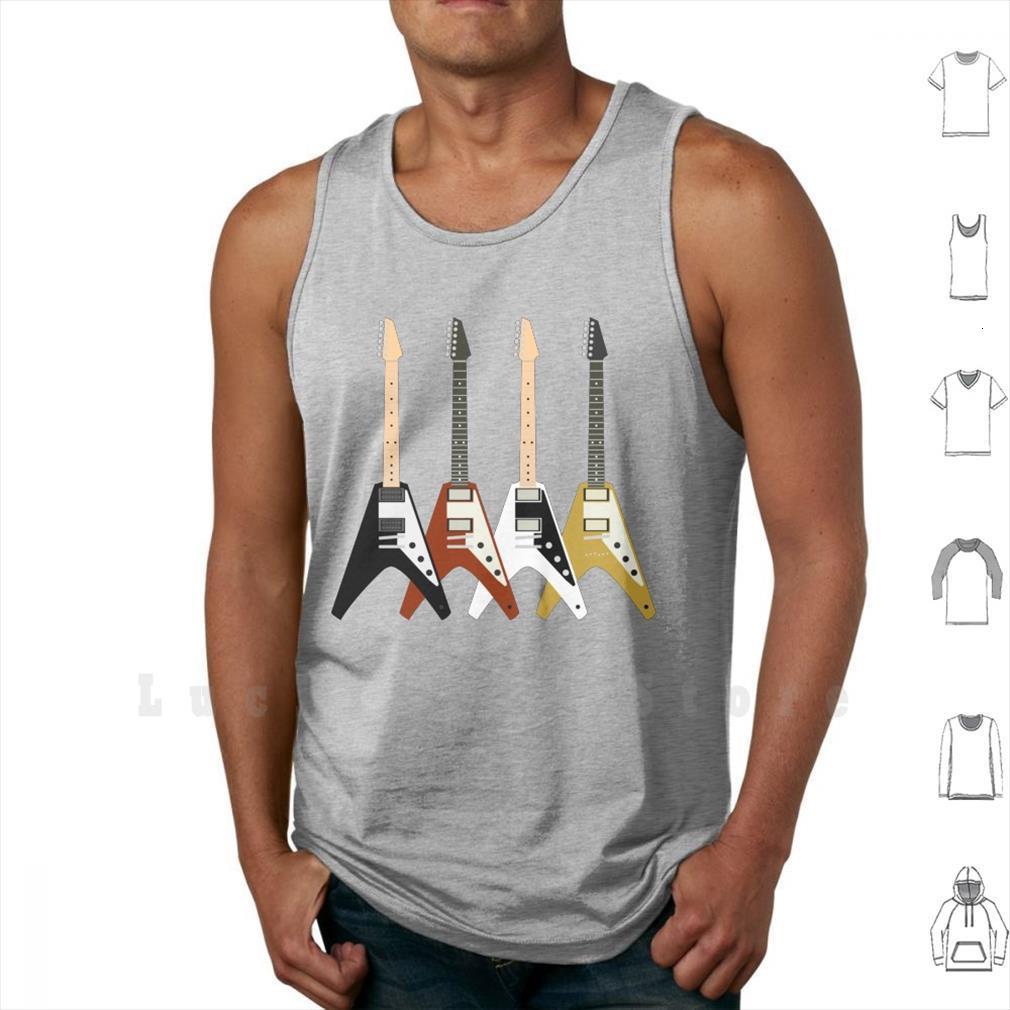 

a handful of vees tank vest 100% cotton guitar rock flying v metal music, White;black