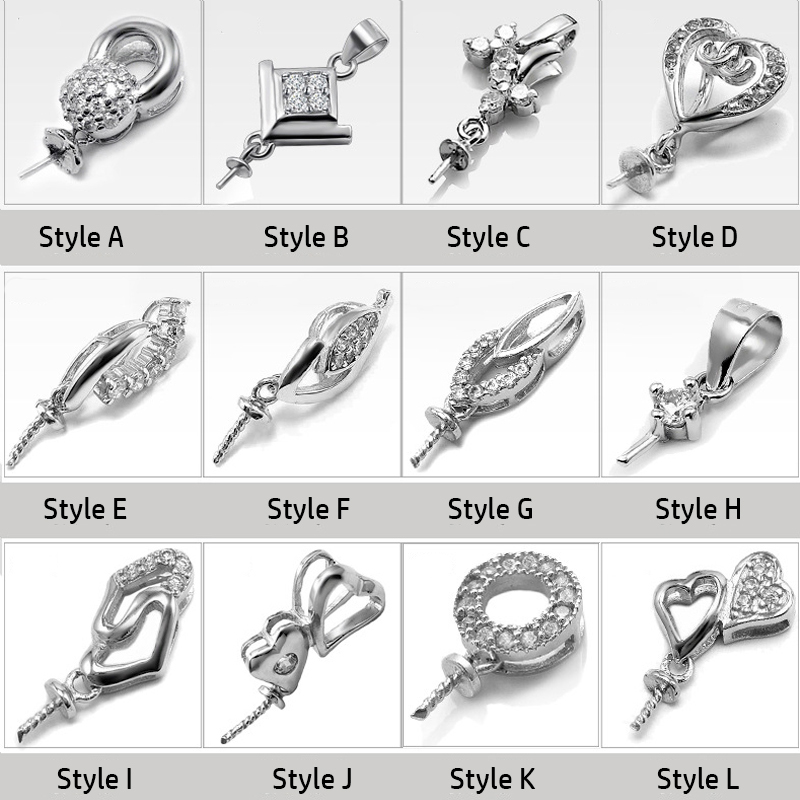 Pearl Necklace Settings 100% S925 Sliver Pendant Settings 12 Styles DIY Pearl Necklace Jewelry Settings Without chain Christmas Gift-image-737490584