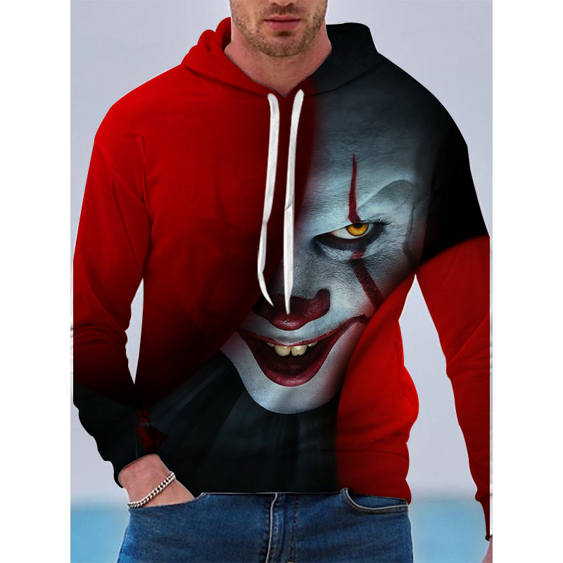 

Halloween Ugly face Pattern Men s 3D Printing Hoodie Visual Impact Party Top Punk Gothic Round Neck High Quality American Sweatshirt Hoodie, Black