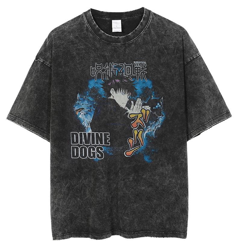 

Men's T-Shirts Anime Jujutsu Kaisen Graphic T Shirt Men Harajuku Hip Hop Vintage Washed Tshirts For Oversize 100% Cotton Streetwear T-shirt, Black