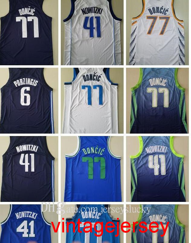 

2021 New Retro Baskeball Luka Kristaps 6 Porzingis 77 Doncic Dirk 41 Nowitzki Jersey Mens Youth Doncic Nowitzki Basketball Size -XXL, Gold