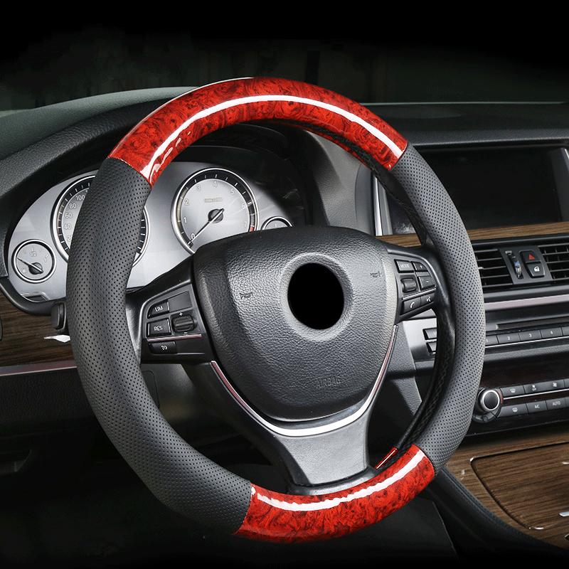

Steering Wheel Covers Car Cover Imitation Leather Mahogany Pattern Universal Accessories Decoration Diameter 36/38/39 Cm
