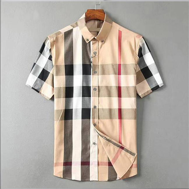 

Luxurys Desingers Men's Dress fashion usiness Casual Shirt Sleeve Stripe slim masculine social fashions plaid M-3XL#04, Champagne