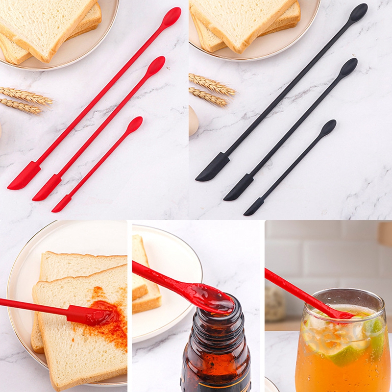 

3Pcs/Set Flexible Silicone Scraper Reusable Double Head Kitchen Jam Butter Spatula Makeup Face Mask Cream Brush Beauty Tools BH6014 TQQ